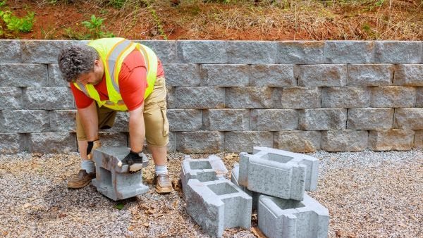 sandstone block wall installation